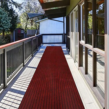 ZGR HOME&GARDEN Runner Rug 2 ft x 6 ft IndoorOutdoor Low Profile Hallway Kitchen Patio Deck Area RV Entryway Garage with NonSlip Rubber Backing Red with Black Stripe Custom