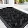 OLANLY Indoor Outdoor Mat Sturdy Natural Rubber Floor Mat Non Slip Low Profile Waterproof Doormat and Stain Front Door Mats Easy Clean Patio Entrance Mat 30x17 Black