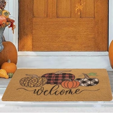 UTOWO Pumpkins Welcome Doormat Fall Harvest Frontdoor EntryMats Porch EntranceMats 17x29 in