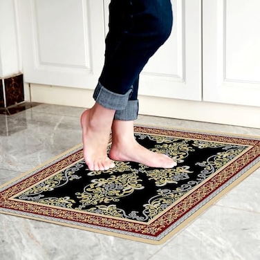 Cosilyt Smart Water Barrier Tech 01 Premium Ultra Thin Door Mat Stays Waterproof Until Pressed Proven MultiYear Durability Low Profile Washable Non Slip Kitchen Mat 2435 Boho Red