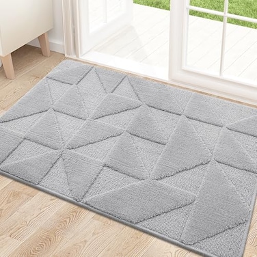 OLANLY Door Mats Indoor NonSlip Absorbent Dirt Resist Entrance Washable Mat LowProfile Inside Entry Doormat for Entryway 32x20 inches Grey