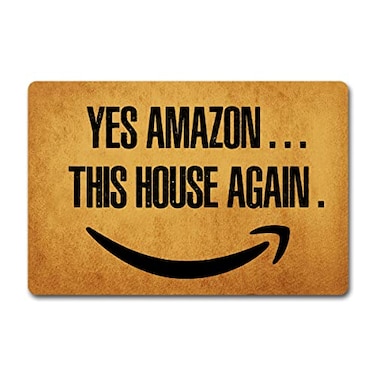 GXFC ZHAO Funny Welcome Doormats for Entryway Front Porch RugsYes Amazon This House Again Doormat for Front Door Indoor Personalized House Warming Gift Mats with AntiSlip Rubber Back Novelty Mat237X15