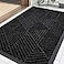 Smiry Front Door Mat Outside Entrance Heavy Duty Sturdy Natural Rubber Doormat Trap Dirt and Moisture Easy Clean Low Profile Mats for Indoor Outdoor Entry Irregular Triangle 295x17 Black