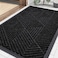 Smiry Front Door Mat Outside Entrance Heavy Duty Sturdy Natural Rubber Doormat Trap Dirt and Moisture Easy Clean Low Profile Mats for Indoor Outdoor Entry Irregular Triangle 295x17 Black