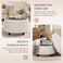 COLAMY Fabric Round Storage Ottoman with Reversible Tray Lid MultiFunctional Footrest Hidden Storage Sturdy Stylish Small Coffee Table for Living Room Bedroom or EntrywayBeige