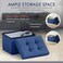 Ornavo Home Small Storage Ottoman Foldable Collapsible Rectangle Linen Ottoman Foot Rest Stool Seat for Living Room Bedroom Home Office Dorm 12 x 16 x 12 Navy Blue