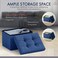 Ornavo Home Small Storage Ottoman Foldable Collapsible Rectangle Linen Ottoman Foot Rest Stool Seat for Living Room Bedroom Home Office Dorm 12 x 16 x 12 Navy Blue