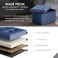 Ornavo Home Small Storage Ottoman Foldable Collapsible Rectangle Linen Ottoman Foot Rest Stool Seat for Living Room Bedroom Home Office Dorm 12 x 16 x 12 Navy Blue