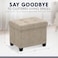 Ornavo Home Storage Ottoman Small Rectangle Ottoman with Legs Foot Rest Stool Seat Load up to 600 LB for Living Room Bedroom Home Office Dorm 12 x 16 x 12 Tan