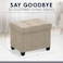 Ornavo Home Storage Ottoman Small Rectangle Ottoman with Legs Foot Rest Stool Seat Load up to 600 LB for Living Room Bedroom Home Office Dorm 12 x 16 x 12 Tan