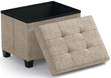 Ornavo Home Storage Ottoman Small Rectangle Ottoman with Legs Foot Rest Stool Seat Load up to 600 LB for Living Room Bedroom Home Office Dorm 12 x 16 x 12 Tan