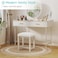 KAI-ROAD Small Plush Vanity Stool Cute Vanity Stools with Soft Faux Rabbit Fur Cushion White Makeup Vanity Chair for Small Spaces Living Room Bedroom Entryway Ottoman Foot Rest for Couch Sillas Modern