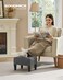 SONGMICS Foot Stool with Legs Small Footstool Ottoman LinenLook Fabric Seat with Thick Cushion for Living Room Bedroom Entryway 330 lb Weight Capacity Dark Gray ULOM502G01