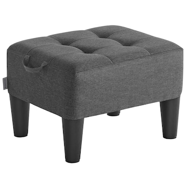 SONGMICS Foot Stool with Legs Small Footstool Ottoman LinenLook Fabric Seat with Thick Cushion for Living Room Bedroom Entryway 330 lb Weight Capacity Dark Gray ULOM502G01