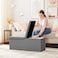 SONGMICS MAZIE Collection 43 Inches Storage Ottoman Foldable Storage Bench with Flipping Lid 660 lb Load Capacity for Entryway Living Room Bedroom Light Gray ULSF71G