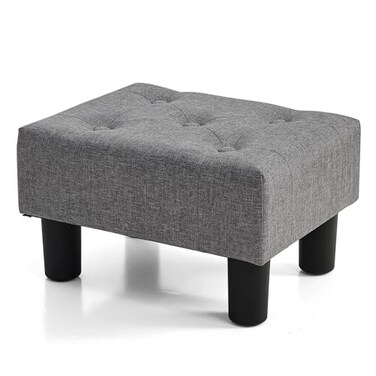 BRIAN & BRIAN DANY Small Foot Stool Linen Foot Stools with Legs Stable Small Footstool for Living Room Grey