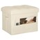 BelugaHelper Storage Ottoman Foot Rest Stool Folding Leather Footstool Bench with Thicker Foam Padded Seat Short Foot Stool Ottoman with Storage for Living Room Bedroom 350 lbs 17x13x13in Beige