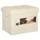 BelugaHelper Storage Ottoman Foot Rest Stool Folding Leather Footstool Bench with Thicker Foam Padded Seat Short Foot Stool Ottoman with Storage for Living Room Bedroom 350 lbs 17x13x13in Beige