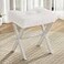 Memobarco 18Inch Vanity Stool Chair Vanity Bench with Metal XLegs Ottoman Accent Stool with Breathable and Soft Boucle Fabric Saddle Seat White