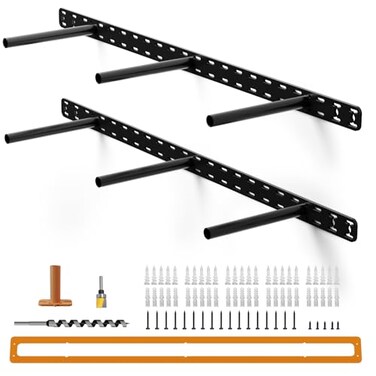 Craftersmark 2pcs Floating Shelf Hardware Heavy Duty Hidden Shelf Brackets SupportWall Mounting Invisible Floating Shelves Bracket with Jig 34 x 8 x 15 with Tools