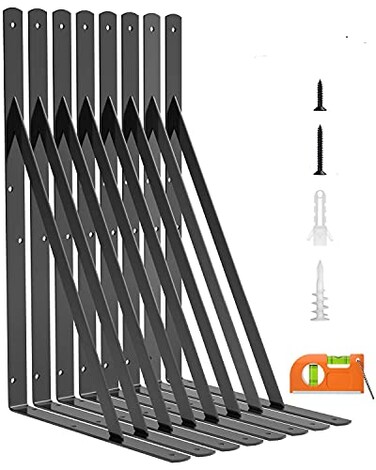LuckIn 8Pack Heavy Duty Shelf Bracket 18 Inch Wall Shelf Brackets with 90 Degree Triangle 250 LBS Max Load Mounting Hardware Included Black