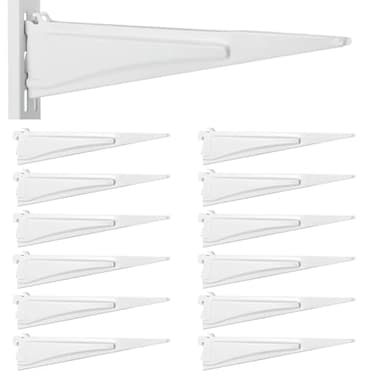 Menkxi 12 Pcs Locking Shelf Bracket Track Locking Wire Shelf Brackets for Adjustable Closet Systems Closet Organization Heavy Duty 12 Inch