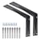 YUMORE Countertop Support Bracket Heavy Duty 12x8x2 in 15IN Thicken Solid L Brackets Countertop Bar Shelf Bracket Includes Hardware Matte Black 2 Pack