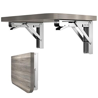 Nobranded 2PCS 10 Inch Length Stainless Steel Triangle Folding Angle Bracket Adjustable Wall Mounted Durable Bearing Shelf Bracket DIY Home Table Bench