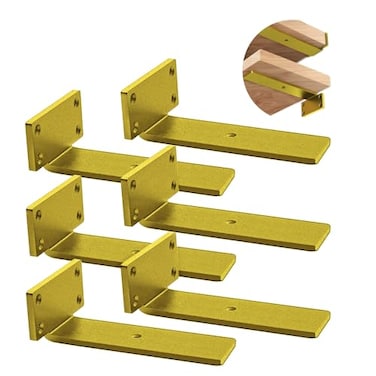 YMDparts Advanced HeavyDuty Shelving Bracket 5Inch Floating 02Inch Thick Gold LShaped Solid Steel 6 Pieces