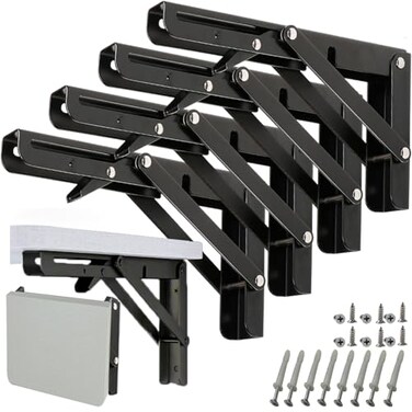 Paoleju 10 Inch Folding Shelf Brackets 4 Pack 90 Lock Wall Mounted Collapsible