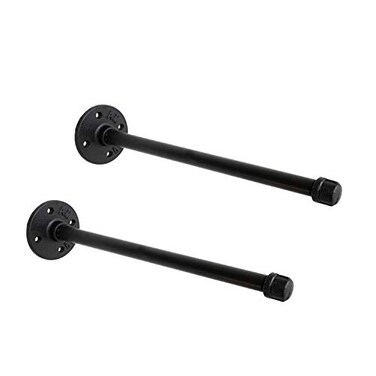 Home TZH 12 Industrial Black Iron Pipe Shelf Brackets Rustic Wall Mounted DIY Shelving Bracket Hanging Custom Pipe Brackets for Floating Shelves 12 Inch Piece 20