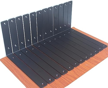 MHMYDZ 12 Pack L 12 x H 8 x W15 5mm Thick Black L Shelf Bracket Iron Shelf Brackets Metal Shelf Brackets Floating Shelf Shelf Supports with Screws