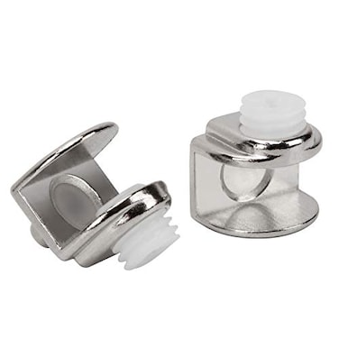 Teensery 12 Pcs Adjustable Glass Shelf Brackets Zinc Alloy Glass Clamp Clip Holder with Dowel Pin for 59mm Thick