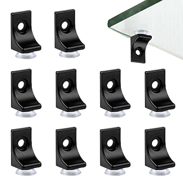YYMSEN 12 pcs ounting Brace Fixing Glass Shelf Bracket Pegs with Chuck Wall MountGlass Mounting Brace Brackets Corner