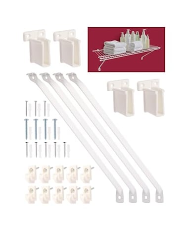 EcoSweep 12inch Wire Shelf Brackets for Standard Shelves 25kg Max Load RustProof Metal Kit w4 Support Brackets 4 End 10 Clipsfor Pantry Closet Laundry Utility Storage42 Count Excluding Rack