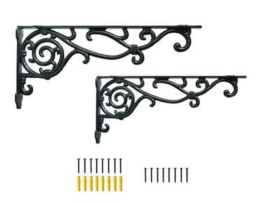 SMKOLIN 155 Decorative Shelf Brackets2 Pack Cast Iron Shelf Supply155 x 72 Inch Antique Black CorbelScrews Anchors Included