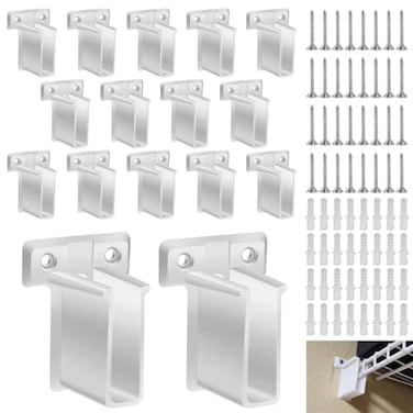 ZHIXING 16 Pack Wire Shelf End Bracket White Plastic Closet Shelves Brackets Closet Shelves Support Plastic Wall Mount Shelf Brackets wScrews and Expansion Anchors