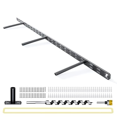 Craftersmark 1pc Floating Shelf Bracket Heavy DutyDecorative Floating Shelf Hardware Hidden Black Metal Fireplace Mantel Brackets 34X6X10 with Tools