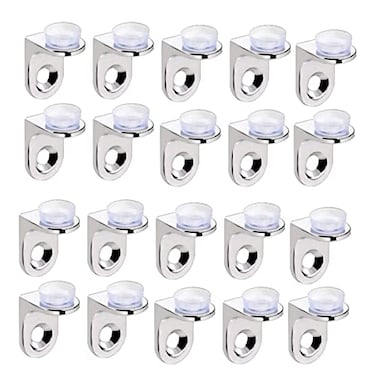 AWEN 20Pcs Mounting Brace Fixing Glass Shelf Bracket Pegs Supports with Chuck Wall MountGlass Mounting Brackets