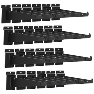 APOCHON 24Pcs Slatwall Shelf Bracket 14 inch Heavy Duty Slatwall Knife Shelf Bracket Metal Shelf Brackets for Slat Wall Black Slatwall Accessories with Lip for Slatwall Panels Shelf Display Home Comme