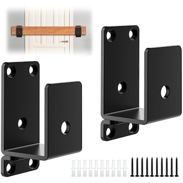 QTJUST 2Pcs 2x4 Door Barricade Brackets Heavy Duty Door Security Bar Drop Open Bar Holder Steel U Bracket Bracket for Home SecurityDoor Brace Home Garage Barn Shed