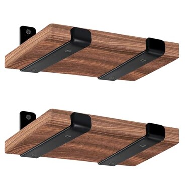 MHMYDZ 4 Pack 55 L x 4 H x 15 W J Lip Shelf Brackets Rustic Farmhouse Iron Wall Floating Shelf Bracket Metal Shelf Bracket Industrial Shelf Supports with Screws Black