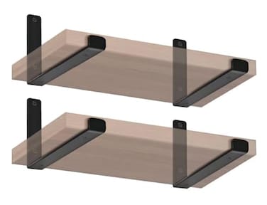 MHMYDZ 4 Pack 925 L x 6 H x 15 W J Lip Shelf Brackets Rustic Farmhouse Iron Wall Floating Shelf Bracket Metal Shelf Bracket Industrial Shelf Supports with Screws Black