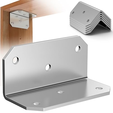 Yuleimy 4 PCS L Brackets Corner Brace 4x2x2 Galvanized Medium L Angle Bracket Iron Heavy Duty L Angle Steel Braces Joint Fastener Brackets Screws for Wood ShelvesFurnitureCabinetFrameFence Silver