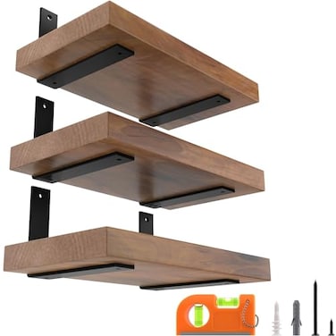 LEOPO 6 Pack 6 Inch Floating L Shelf Brackets for DIY15 Inch Thick Heavy Duty Metal Shelf Bracket for WallPremium Black Powder Coated Steel