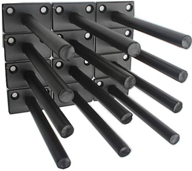 MHMYDZ 6 Pcs 5 Black Solid Steel Floating Shelf Bracket Blind Shelf Supports Hidden Brackets for Floating Wood Shelves Concealed Blind Shelf Support Screws and Wall Plugs Included