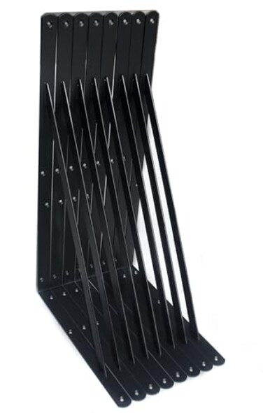 MHMYDZ 8 Pack L20 x H 12 Black Heavy Duty Shelf Brackets with Screws Metal Shelf Brackets Shelf Support Angle Brackets for Shelves L Brackets Heavy Duty Floating Shelf
