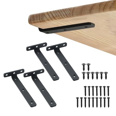 Alise Shelf Brackets 6 InchHeavy Duty Floating Shelf Bracket Mounting BracketsHidden L Brackets for ShelvesMetal Decorative Shelf Brackets Wall Shelf Supports Brackets DIYBlackPack of 4