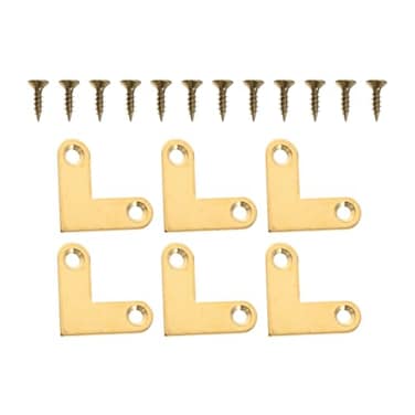 Angoily Thickened Pure Brass Right Angle Corner Brackets with Screws 6 Pack Sturdy L Shaped Flat Bracket Joints for Shelves Furniture Photo Frames and Craft Projects 106 X 039 X 003 Inch
