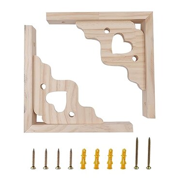 Antrader 2PCS Wooden Shelf Brackets8 Wall Mount Natural Wood BracketSolid Bracket Shelf Supports Kits